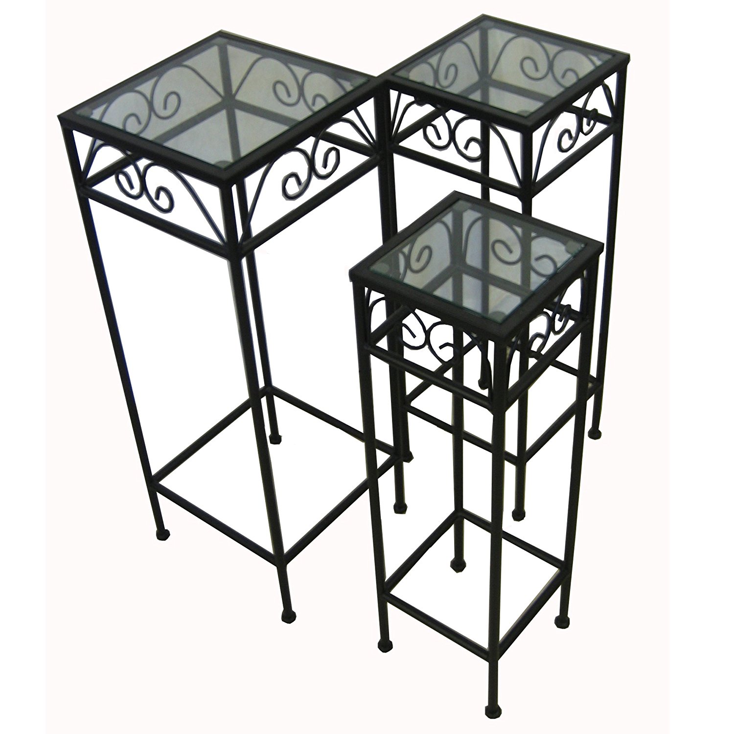 Nesting Tall Square Tables Set of Three - Black