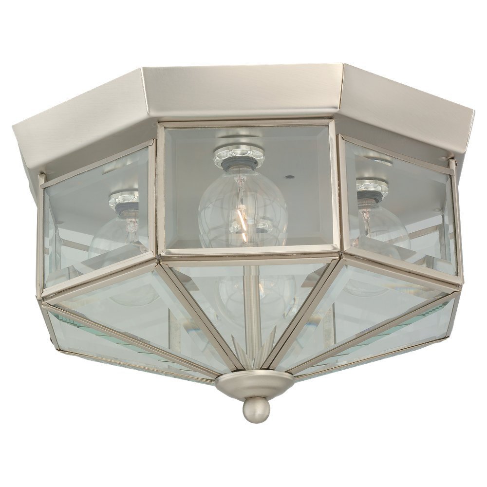 Sea Gull Lighting 7662-962 4-Light Hall and Foyer Ceiling Fixture, Clear Beveled Glass Panels and Brushed Nickel