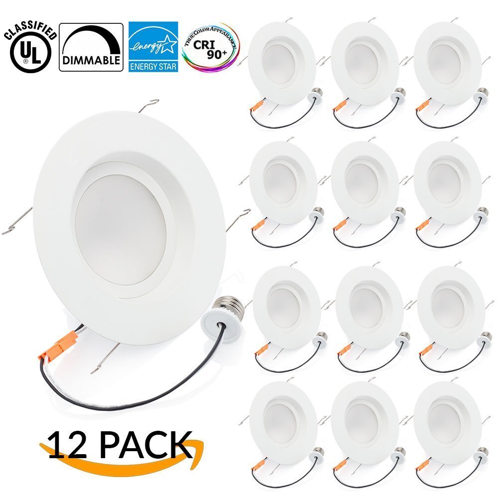 Sunco Lighting 12 PACK - 13Watt 6-inch ENERGY STAR Dimmable LED Recessed Lighting Fixture Retrofit Downlight - 5000K Daylight LED Ceiling Light - 830LM, Meets Title 24 Requirements, ROHS, 5yr warranty