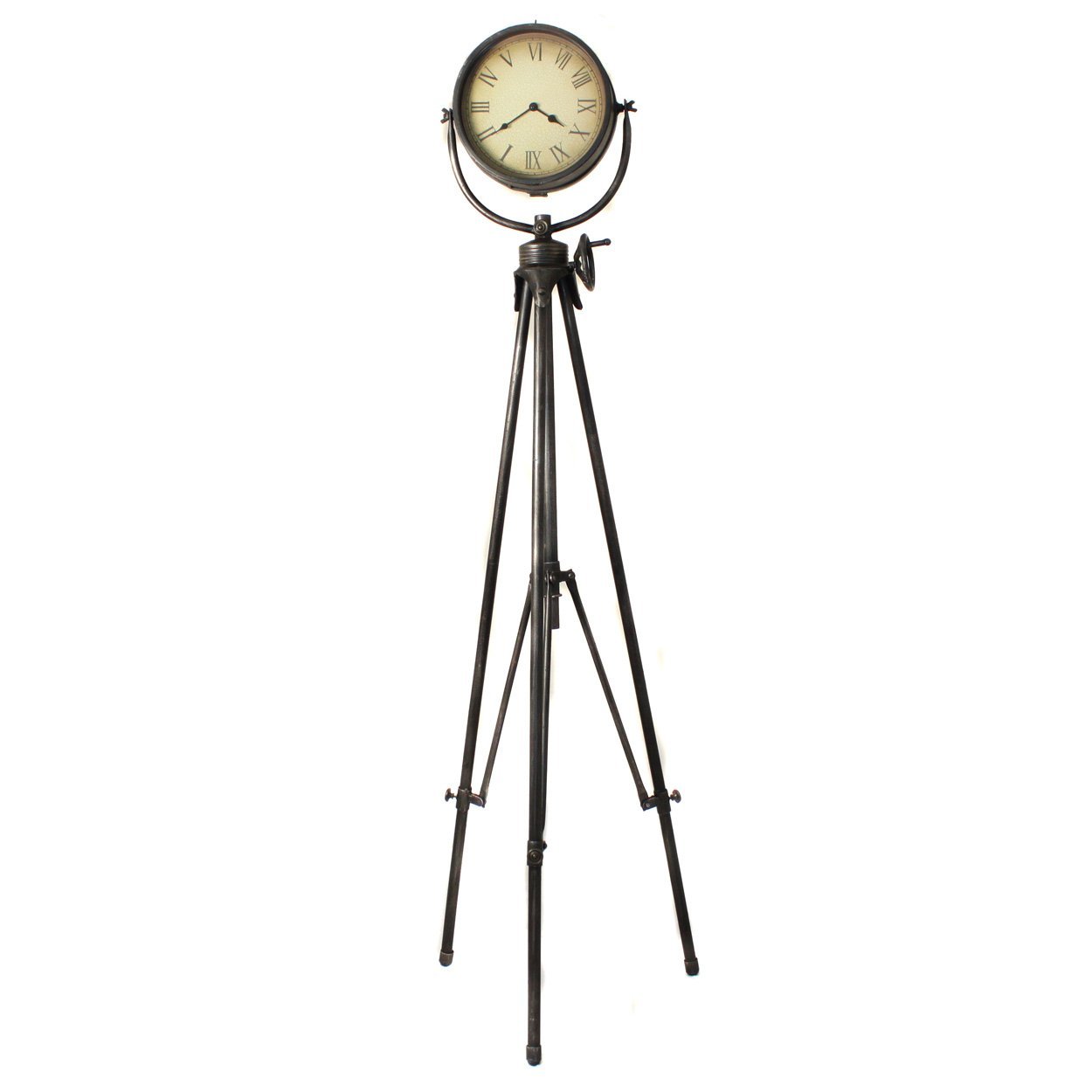 Urban Designs Large Weathered Industrial Studio Tripod Floor Clock