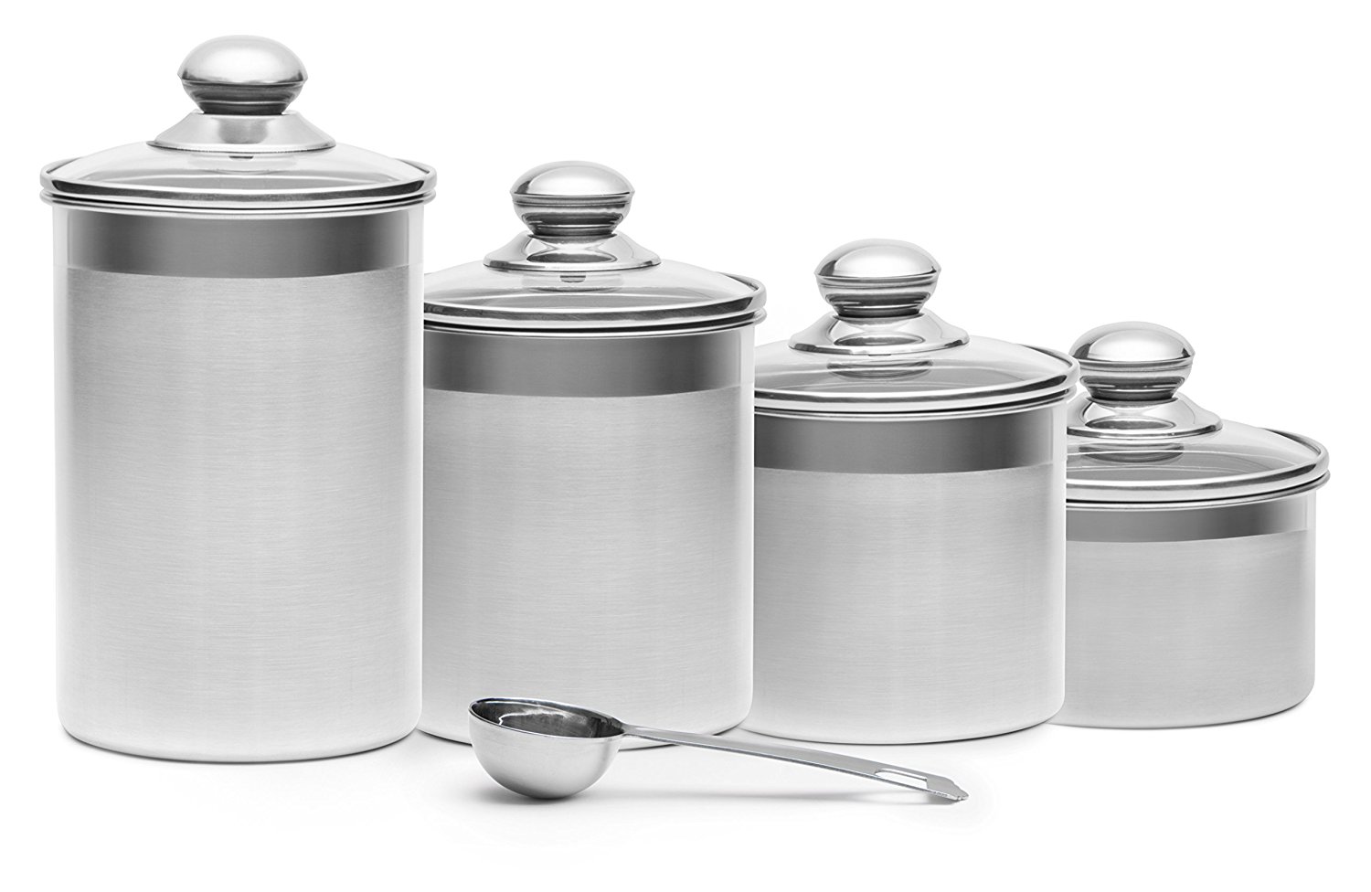 +Steel 4-Piece Stainless Steel Canister Set with Scoop and Lids