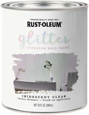 Rust-Oleum 323860 Glitter Interior Wall Paint, Quart, Iridescent Clear